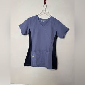 Four-Stretch High Performence Stretch Scrub Top, grey/Black, X-Small